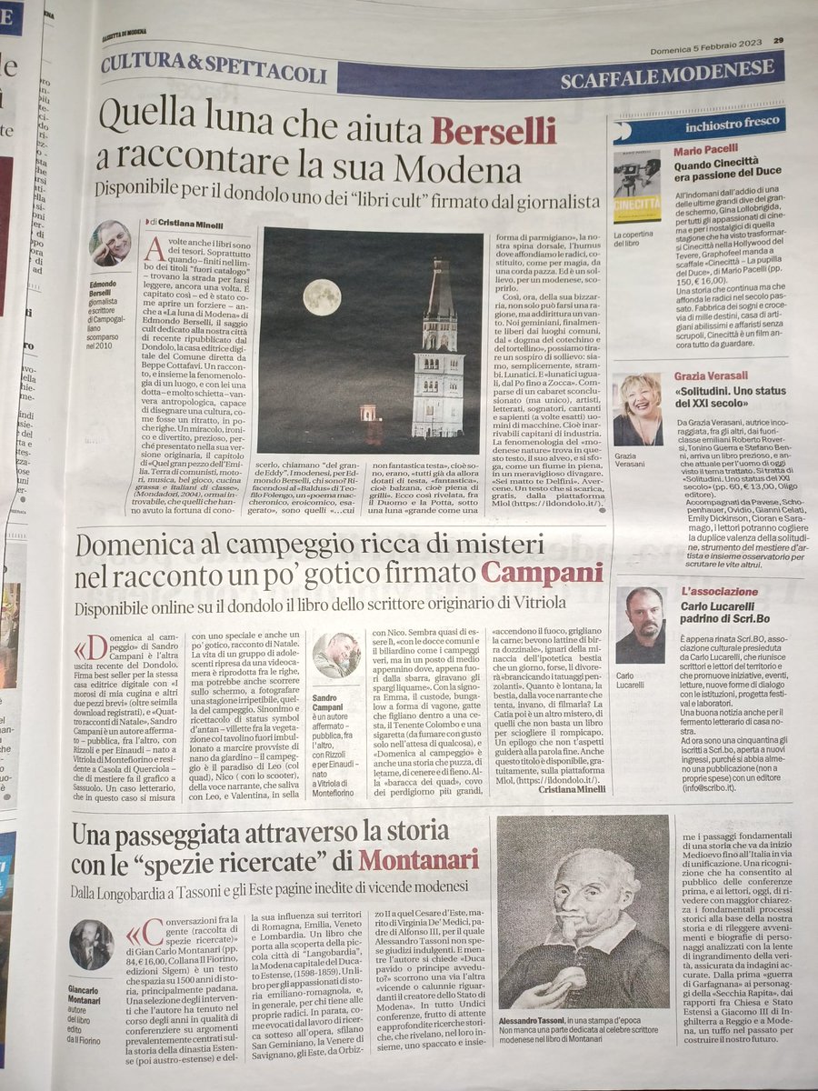 "La luna di Modena" di Edmondo Berselli sulla <a href="/gazzettamodena/">Gazzetta di Modena</a> di ieri, in una articolo a firma di <a href="/cri_minelli/">Cristiana Minelli</a>.
