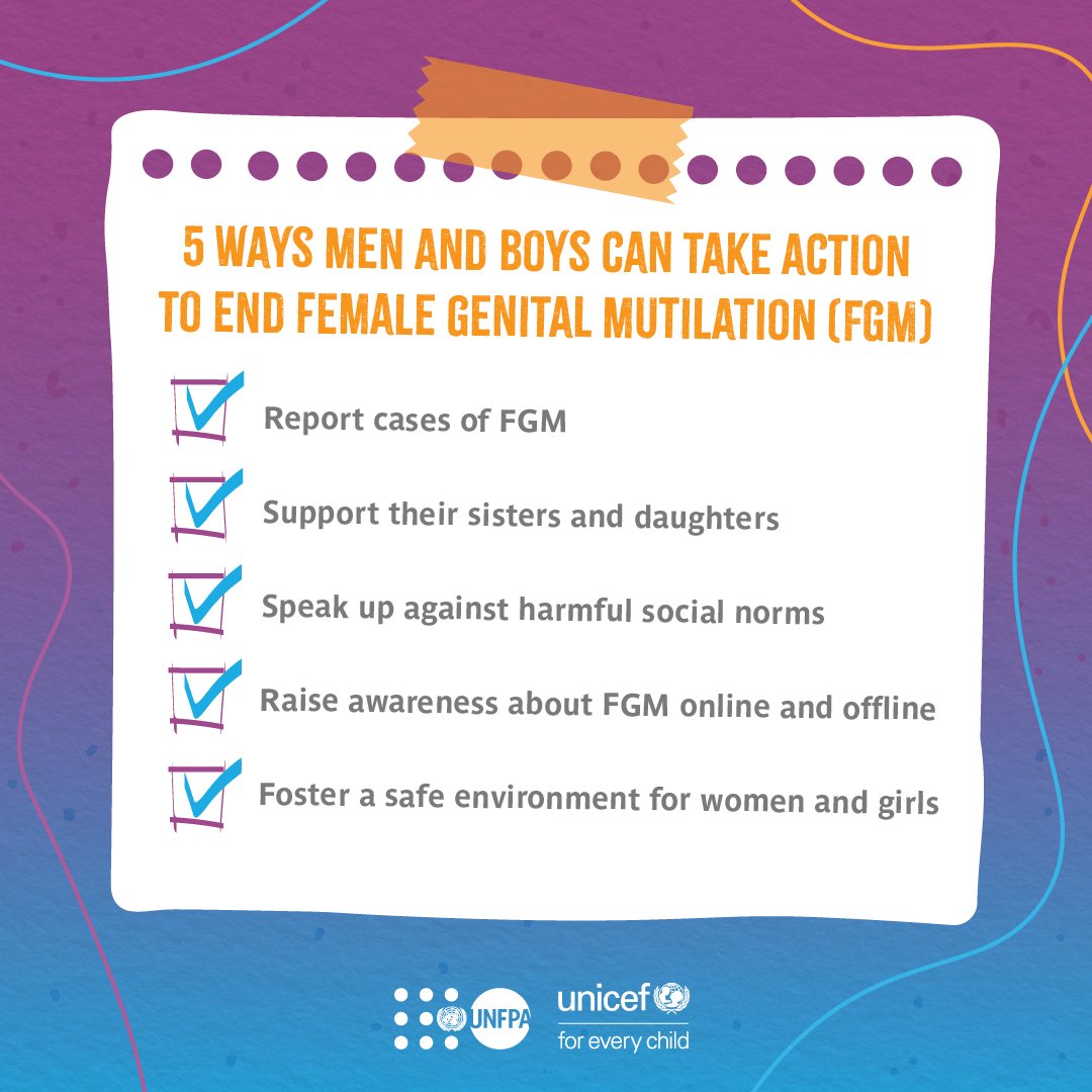 The role of men and boys in the fight against #FGM can not be underestimated.  As we commemorate the #internationaldayofzerotolerance for FGM, let's encourage male_led campaigns, initiatives, and  conversations to #EndFGM.
<a href="/PanelUnfpa/">UNFPA Youth Advisory Panel</a> <a href="/UnfpaKenya/">UNFPAKenya</a> <a href="/irep_foundation/">I_Rep Foundation</a> <a href="/OlajideDemola/">Ademola Olajide</a>