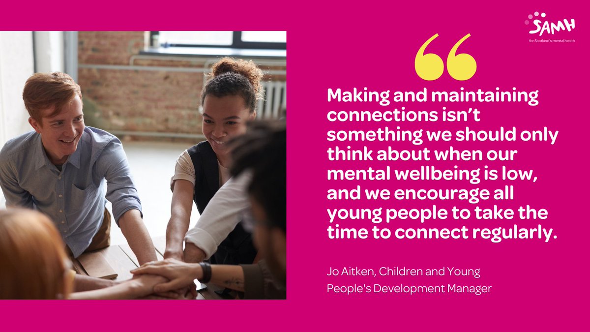 It’s #ChildrensMentalHealthWeek, and the theme is connecting – something that has always been core to what we do at SAMH. Hear from Jo in our children and young people’s team, and download our new resource, 5 ways to better wellbeing for young people: samh.org.uk/about-us/news-…