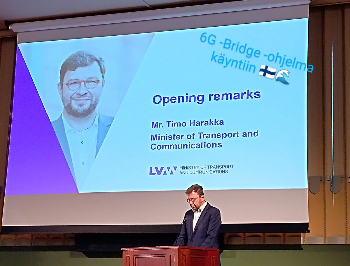 Ministeri <a href="/TimoHarakka/">Timo Harakka 🏳️‍🌈🇫🇮🇺🇦 💚 Äänekosken Huima</a>  painottaa kansainvälisen yhteistyön oleellisuutta #6G -ohjelman käynnistystilaisuudessa. 🤝 Ohjelmaa vetää @PekkaRantalaFI Business Finlandilta #6G 🇫🇮 Onnea matkaan! 🎉 <a href="/BusinessFinland/">Business Finland</a> #innovaatiot <a href="/lvmfi/">LVM</a> <a href="/KajNordgren/">Kaj Nordgren</a>