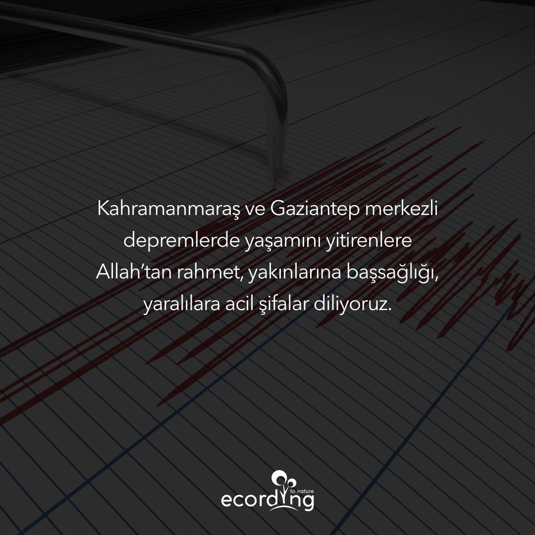 Kahramanmaraş ve Gaziantep merkezli depremlerde yaşamını yitirenlere Allah'tan rahmet, yakınlarına başsağlığı, yaralılara acil şifalar diliyoruz.