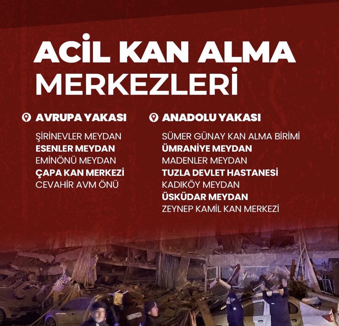 🩸#Deprem bölgesinde olabilecek ilave ihtiyaçlar için tüm vatandaşlarımızı gün içerisinde İstanbul'daki acil kan alma merkezlerinde kan bağışına davet ediyoruz.

<a href="/memleventyazici/">Levent Yazıcı</a>