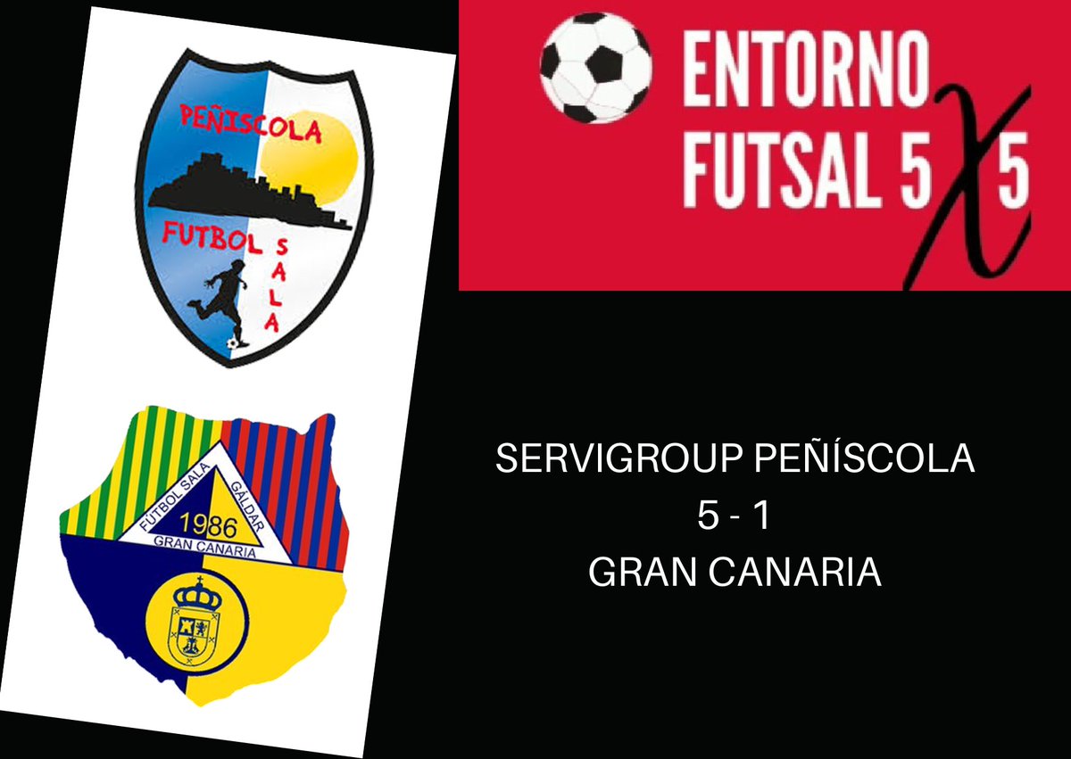 💥 🏆 2ª División 🇪🇦 💥

💙💛 Servigroup Peñíscola F.S. 5️⃣
🆚
💛💙 Gran Canaria F.S. 1️⃣

➡️ Goleadores @peniscolafs 💙💛
⚽⚽ @eliasbeltran10 🇪🇦
⚽ @pani8futsal 🇪🇦
⚽ @carlesaladie 🇪🇦
⚽ @AgusttinPlaza 🇦🇷

➡️ Goleadores @grancanariafs 💛💙
⚽ @Lucas_1997_ 🇮🇨🇪🇦

#Futsal #5x5