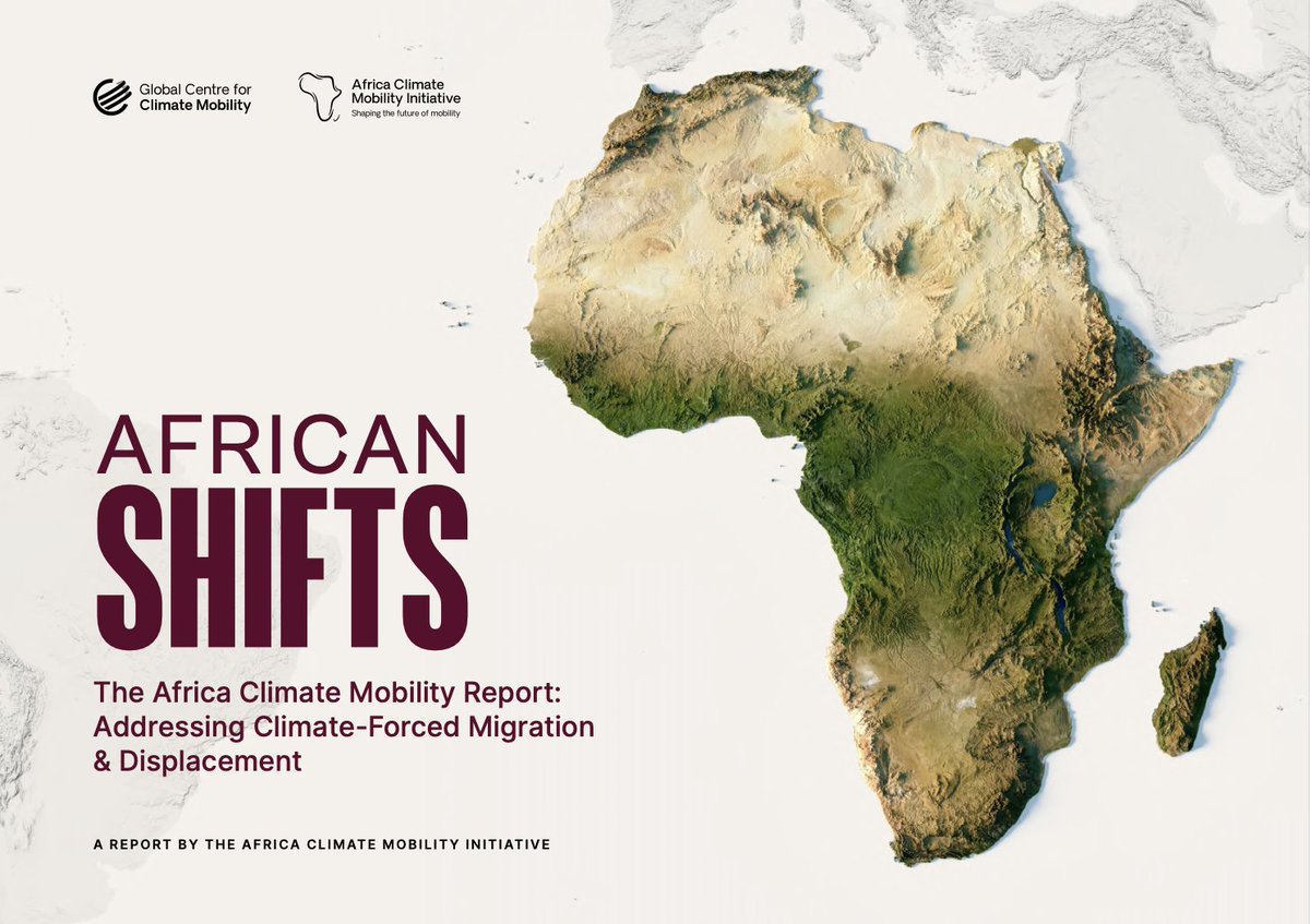 📣 The African Shifts report is out! 

It highlights the realities of #ClimateMobility in Africa &amp; provides projections for the future. Also, it calls for integrating planning for #climatemobility into strategies for adaptation &amp; resilient development africa.climatemobility.org/report