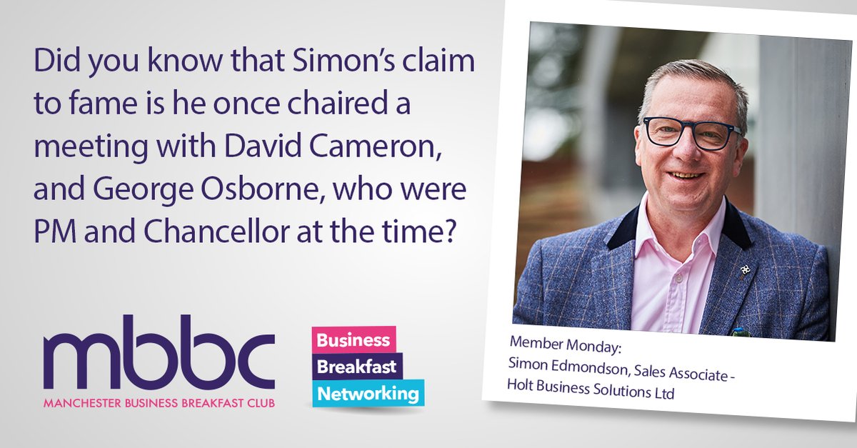 It's Monday and that means it's one thing...it's Member Monday!

Please meet Simon Edmondson at Holt Business Solutions Ltd. Simon has a claim to fame back when <a href="/David_Cameron/">David Cameron</a> and <a href="/George_Osborne/">George Osborne</a> were in Government...

<a href="/Trevor_Holt/">Trevor Holt</a> 

#networking #membernews #membermonday