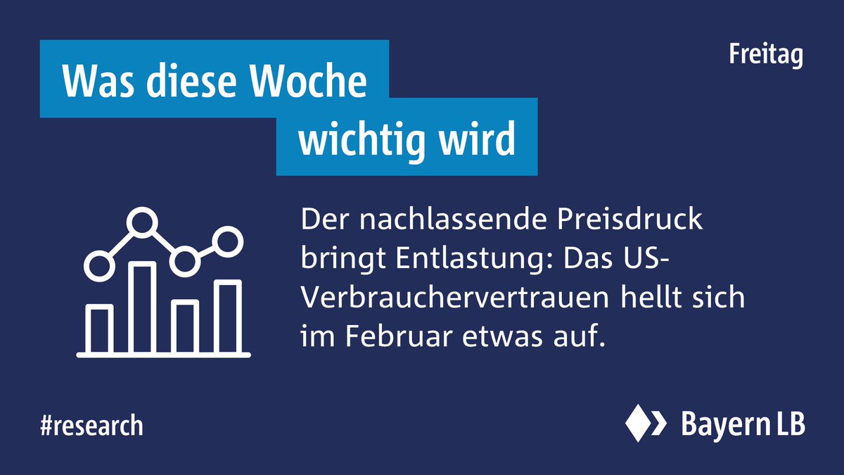 Die ausführliche Vorschau auf diese Woche vom BayernLB Research gibt es hier: bit.ly/3bycVZ2 

#bayernlb #fortschrittsfinanzierer #research #volkswirtschaft #konjunktur #ausblick #news