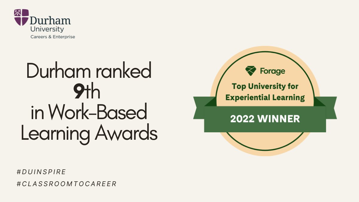 We're officially one of the top universities in the UK for Work-Based Learning, with a new award from leading job simulation platform @theforage_  Presented to @careersatdurham recognises how we help to set our students up for success. 🎉 Find out more 👉fal.cn/3vE43