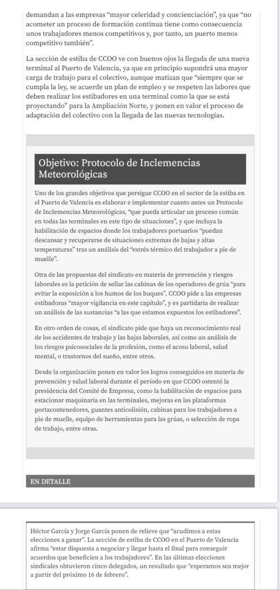 CCOOestibaVlc's tweet photo. Os dejamos por aquí la entrevista antes de elecciones de @raultarrega para @diariodelpuerto . 

“CCOO propone reducir la carga de trabajo de la estiba en Valencia a 22 jornadas mensuales” https://t.co/9YApbfh6YR