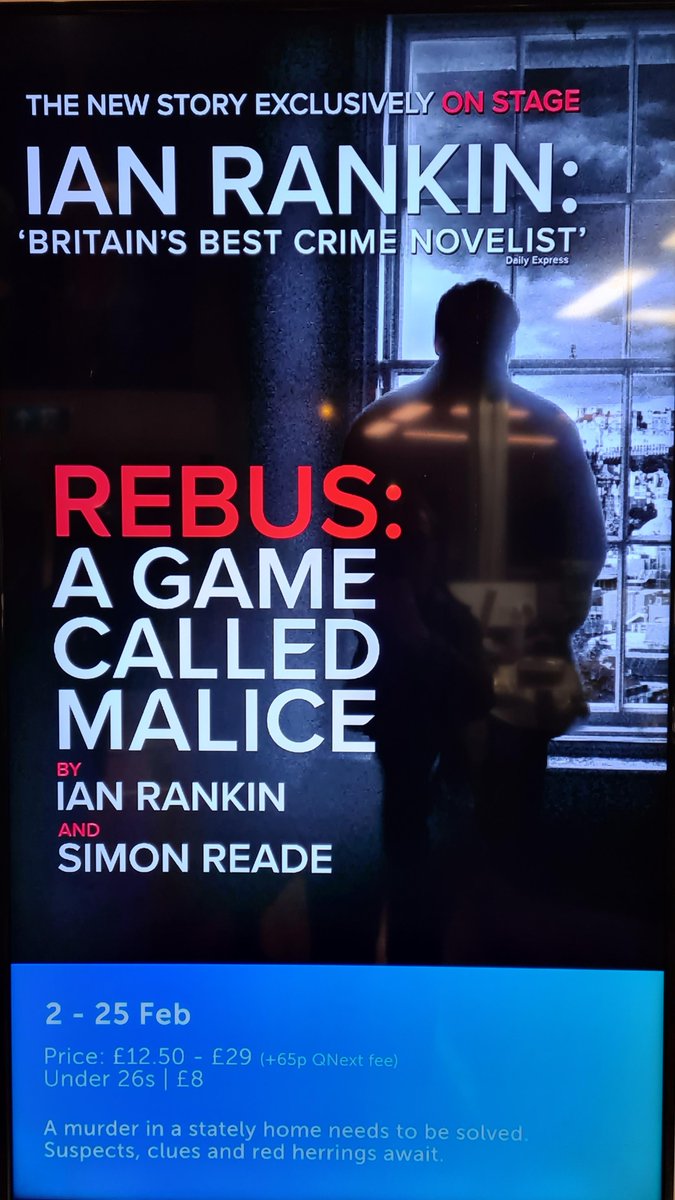 EastLondonRadio's tweet photo. One Dinner party
One Death
Six in a room, any could be responsible
Rebus is on the case
A gripping, unravelling mystery comes to life.
Brand new Ian Rankin story takes to the stage in #Hornchurch at @QueensTheatreH until 25th Feb #IanRankin #simonreade #Rebus https://t.co/NacKPbextE