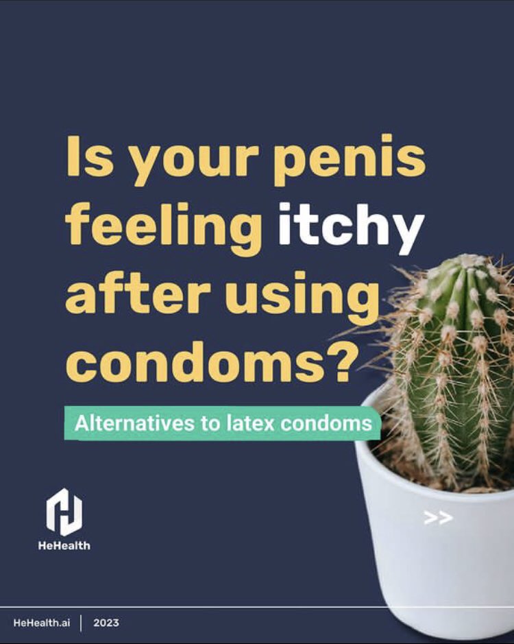 HeHealthai's tweet photo. Allergy to latex condoms can lead you to experience itchiness or swelling around your penis region. To avoid that, there are alternative condoms that you can use 💡👇🏼
#menshealth #penishealth #HeHealth #Health #Healthyliving #Healthcare #Awarness #allergy #itchy #genitalhealth https://t.co/fJLKVXYu4E