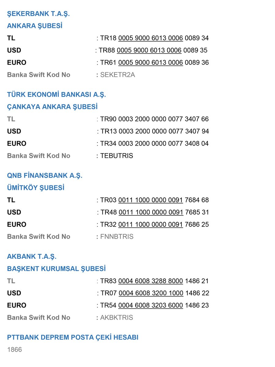 AFAD Deprem Bağış Hesapları ⬇️⬇️

afad.gov.tr/depremkampanya…