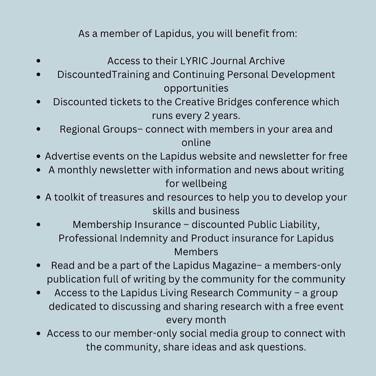 Lapidus International is a network of artists, teachers and therapists whose work connects with notions of writing and wellbeing. They are currently looking for new members, if this interests you read above to find out how to apply! #research #researchcentre #arts #wellbeing