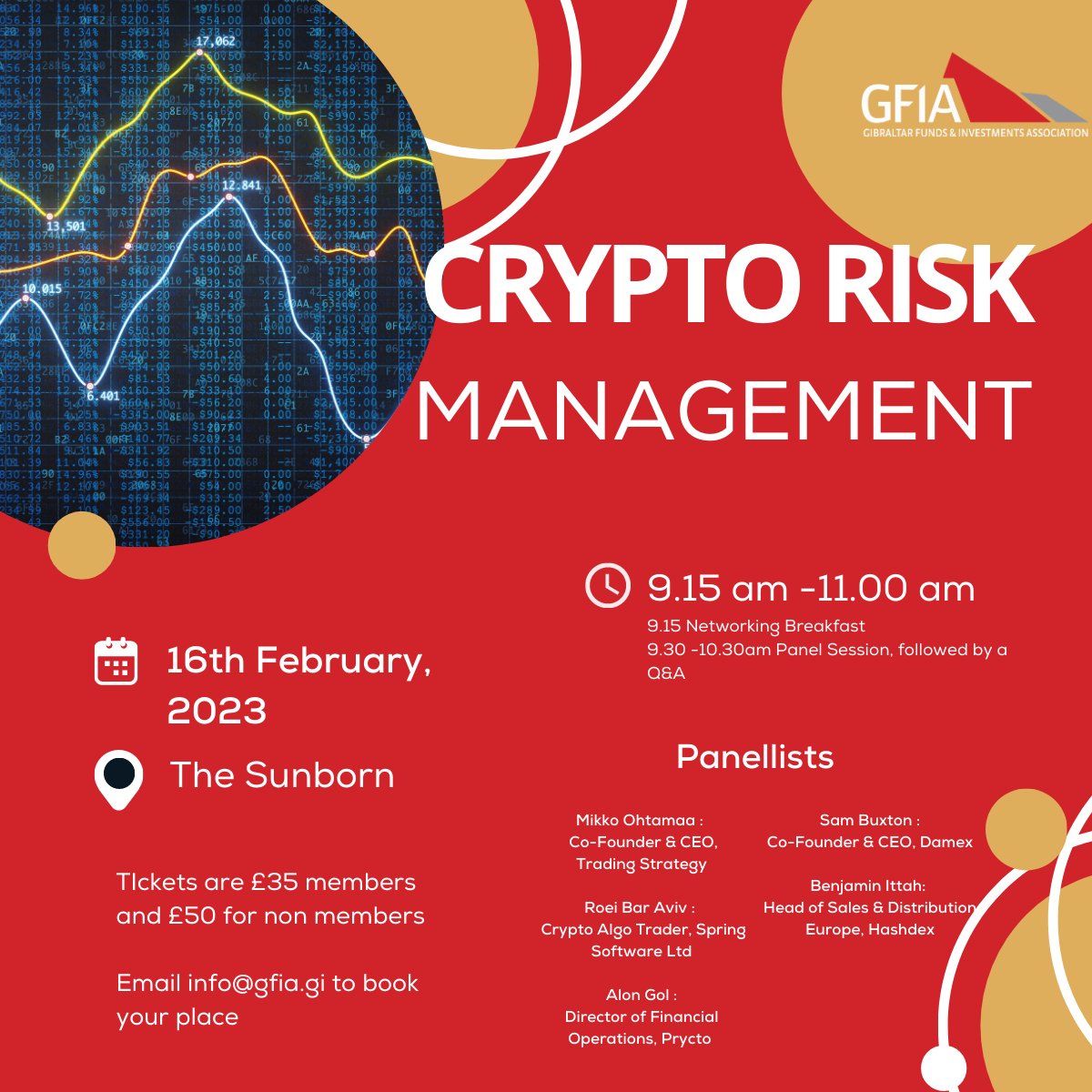 GFIA will be hosting a seminar on #Crypto #riskmanagement on the 16th February at The Sunborn, Gibraltar.

Click on the link for more information on the speakers.

lnkd.in/ef-SUHN6

#EIFDirectors #GFIA #fundsmanagement #ThinkGibraltar