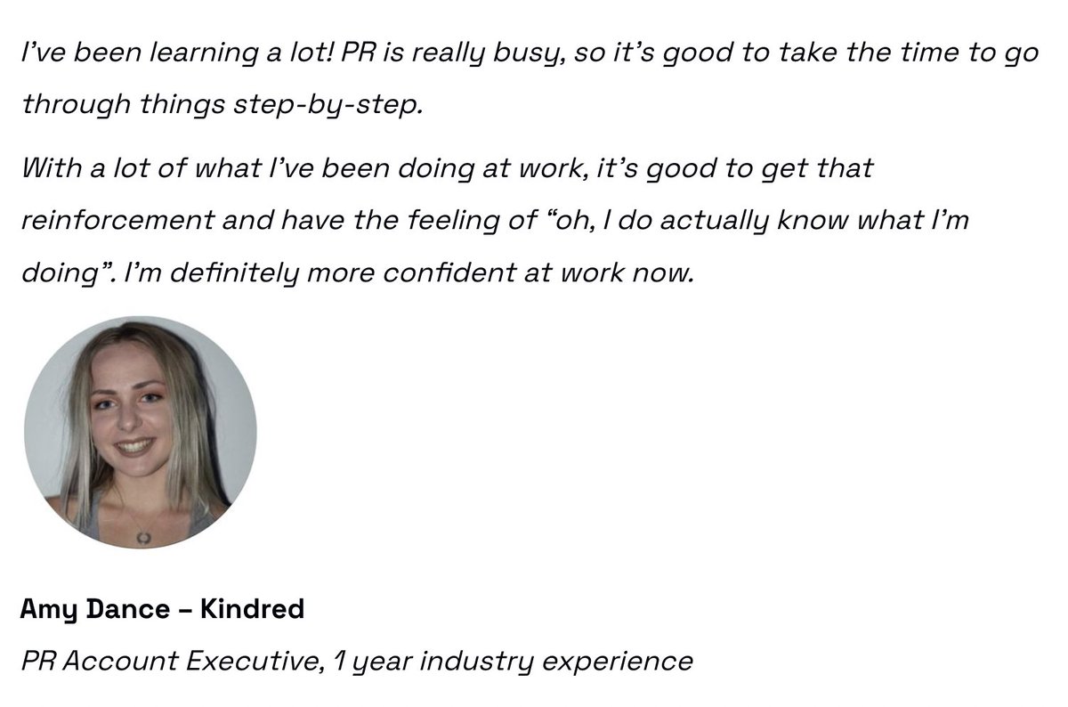 Starting the week with another brilliant testimonial - this from student and AE <a href="/amydance1998/">Amy Dance</a>.

Take a look at our course brochure for our April 3rd intake, and sign up to get an invitation to this Thursday's drop-in online Q&amp;A:

👉  eepurl.com/h_AxAX