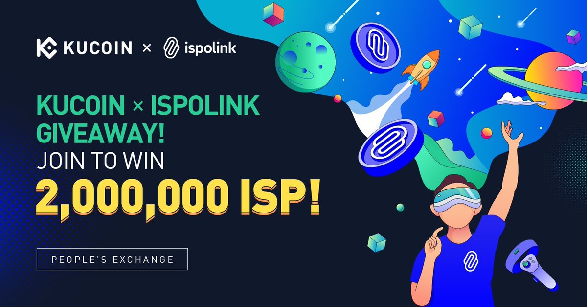 🥳Announcing 2M #ISP giveaway with <a href="/kucoincom/">KuCoin</a> 

📨 Sign up on <a href="/ispolink/">Ispolink</a> to Win 1,000,000 ISP!
🎊 Lucky Draw: 1,000,000 ISP!

Join now ↪️ gleam.io/Airyt/join-to-…
