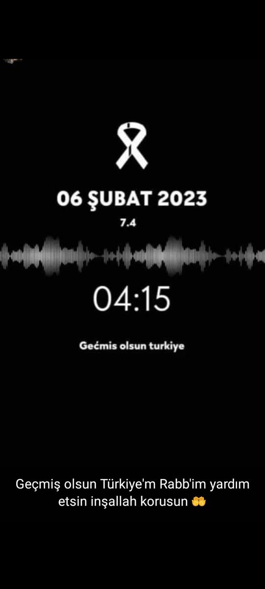 Geçmiş olsun Türkiye'm Rabb'im yardım etsin inşallah 🤲 yaralılara acil şifalar diliyorum ölenlere rahmet
