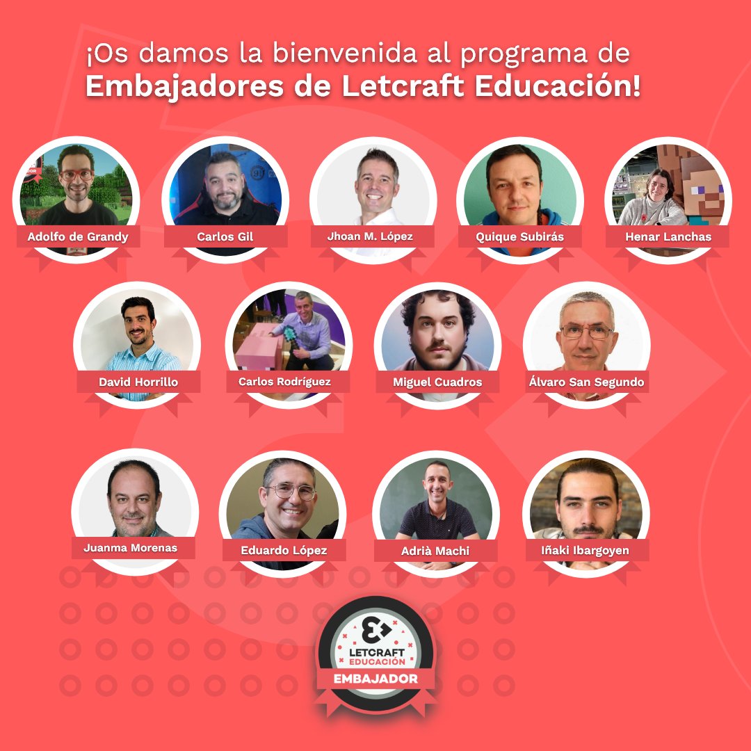 L3TCRAFT_EDU's tweet photo. ¡Os damos la BIENVENIDA al programa de EMBAJADORES de Letcraft Educación! 🏅😍
Estamos felices de recibir a estos súper profes con sus ganas, conocimiento y experiencia docentes 👏🏻
We are ready... 🚀 #SomosLetcraft 💚
🌍 Toda la info en nuestra web: https://t.co/fhAiQLyftL https://t.co/UWdOMPbp3k