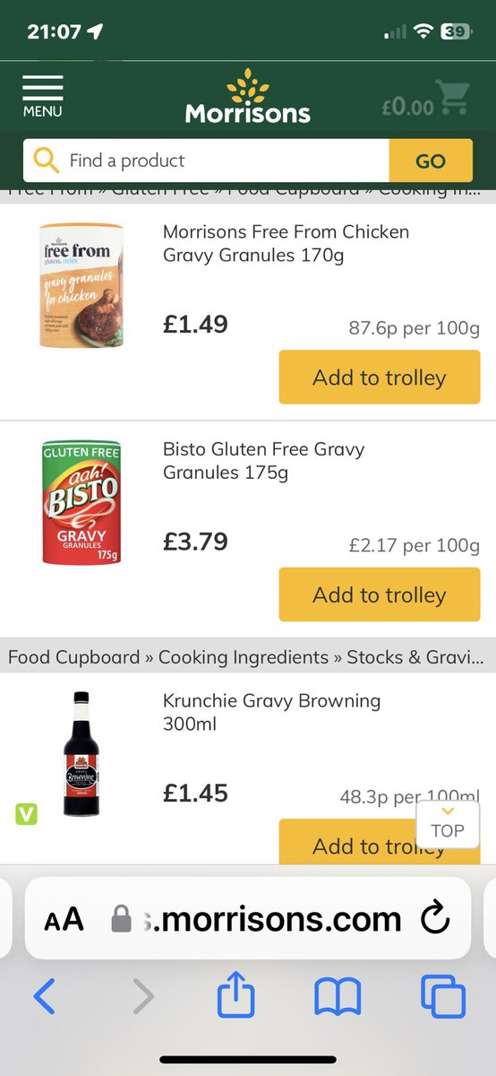 Hi <a href="/Tesco/">Tesco</a>, can I ask what the justification is for charging £4.50 for #glutenfree <a href="/BistoGravyUK/">Bisto!</a> when the other supermarkets have it between £3.60-£3.79? Gluten free isn’t a choice (including any other dietary needs) &amp; our food bills have rocketed as it is🫤👎🏼 #CostOfLivingCrisis