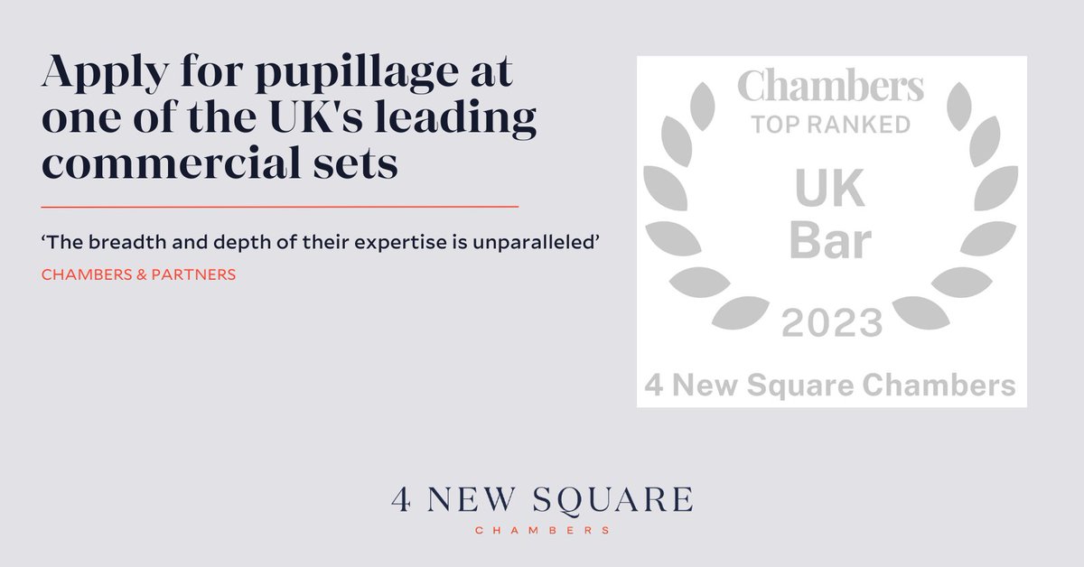 Time is running out to apply for pupillage at 4 New Square Chambers!

The Pupillage Gateway scheme closes at 23:59 on Wednesday, 8th February 2023.

Click the link to find out more about pupillage at one of the UK's leading sets. 
bit.ly/3Hw149E

#pupillage
