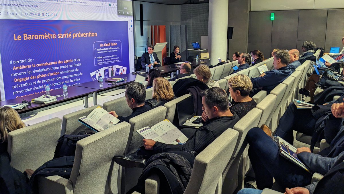 Interiale's tweet photo. Plaisir pour @mpiejanvrin, Dir. prévention Groupe INTÉRIALE et @laurentmichel75 Dir. Affaires Publiques de présenter les résultats du baromètre santé et prévention INTÉRIALE concernant les agents @justice_gouv et le Think Tank @LabContinuum à l'@USM_magistrats vendredi, merci. https://t.co/u0sAeoSpzU