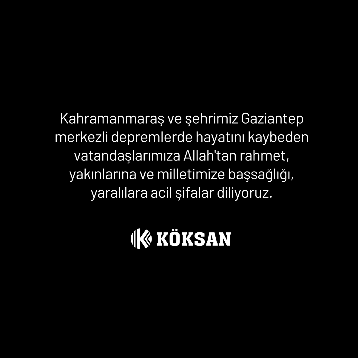 Acımız büyük, geçmiş olsun #Türkiye. Deprem ülkesi olduğumuzu hiçbir zaman unutmamayı, yaşanan bu üzücü olayı en kısa sürede atlatmayı ve yaralarımızı hep birlikte sarmayı ümit ediyoruz. #Deprem #Köksan