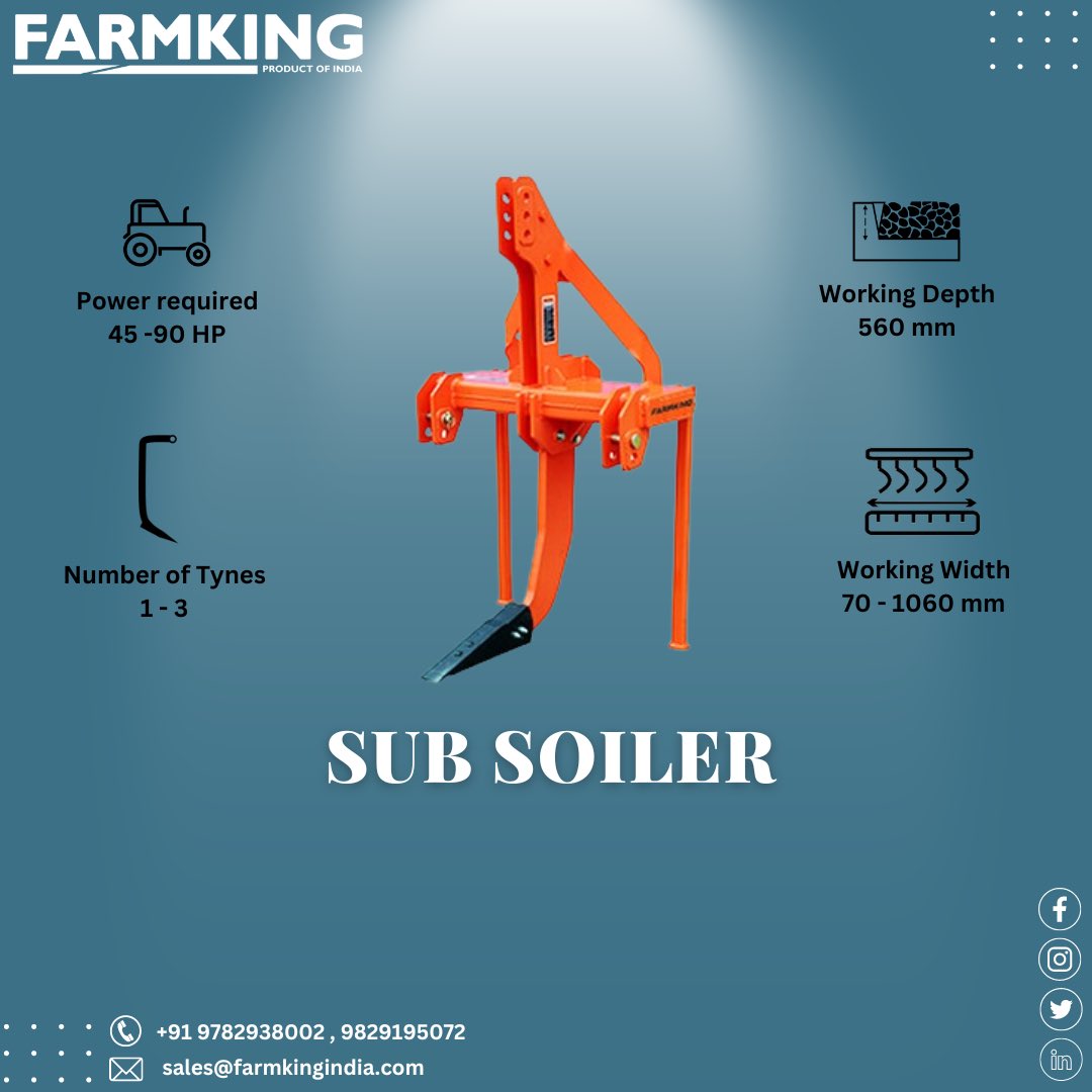 FarmkingIndia's tweet photo. FARMKING - Farm Equipment &amp; Implement
Sub Soiler
@FarmkingIndia 

Contact us to become FARMKING Dealer/ Distributor.
+91 97829 38002, 98291 95072 sales@farmkingindia.com

#farmking #farmkingproducts 
#planter #garlic #garlicplanter #seeds #seeddrill #plantermachine #Agricultural https://t.co/Zobktfz2so