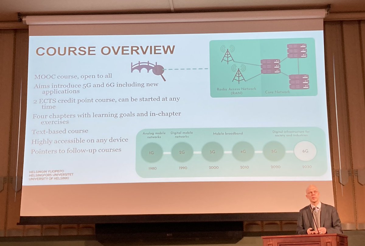 We need #6G education and skills for #Finland to remain ahead in the development of next generation comms technologies. Dean Tarkoma <a href="/helsinkiuni/">University of Helsinki</a> introduced an open online course on 5G and beyond at MOOC.fi during launch of <a href="/businessfinland/">Business Finland</a> 6G Bridge program 🌌