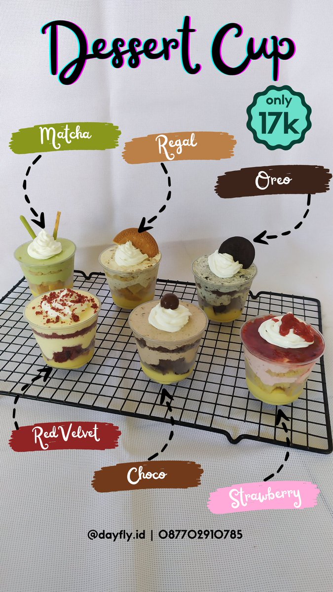 FFOODFESS's tweet photo. Hallo fess , kita lagi open PO Dessert Cup, only 17k!!
Ada 6 varian rasa, choco, oreo, regal, matcha, strawberry, dan red velvet. Rasa dijamin premium kok 👌
Kalau mau tanya2 silahkan kepoin akun ig kita ya temen2, terima kasih 🙏. https://t.co/43oaykPB9v