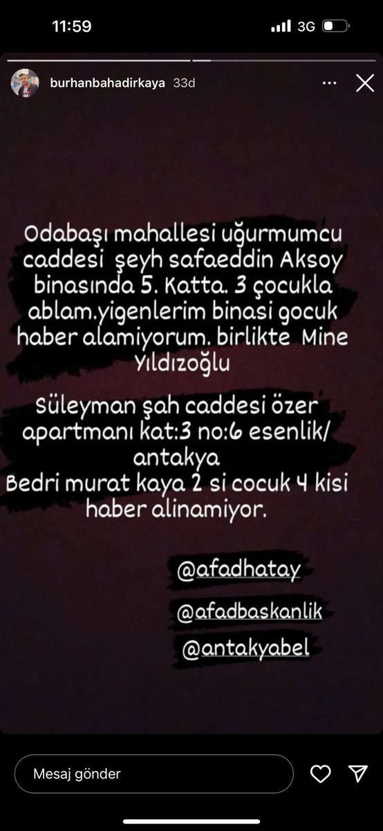EmineeAltan's tweet photo. @haluklevent @AFADHatay https://t.co/GomTyhpou7