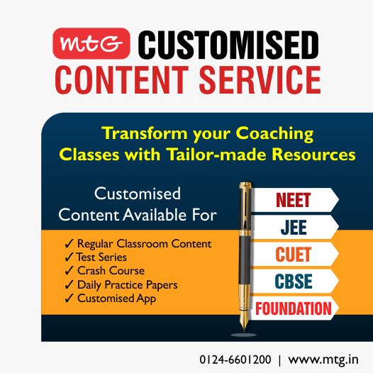 MTGBooks's tweet image. Attention Coaching Institutes! Are you aspiring to deliver better results in NEET/JEE/CBSE? MTG is here to help you with Customized study material in your brand name and logo so that you can focus on teaching!
Enquire Now - mtg.in/bulk-inquiries/

#ClassroomContent #mtgbooks