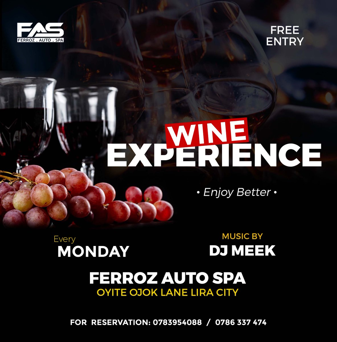 FerrozLounge's tweet photo. It’s Wine 🍷 Day!
Beginnings of the week are for Wine
Be sure to come and taste some fine wine later today  at @FerrozAutoSpa 
Dj Meek on Decks.

#WineExperience
#FerrozAutoSpa https://t.co/FPsa5vDbAM