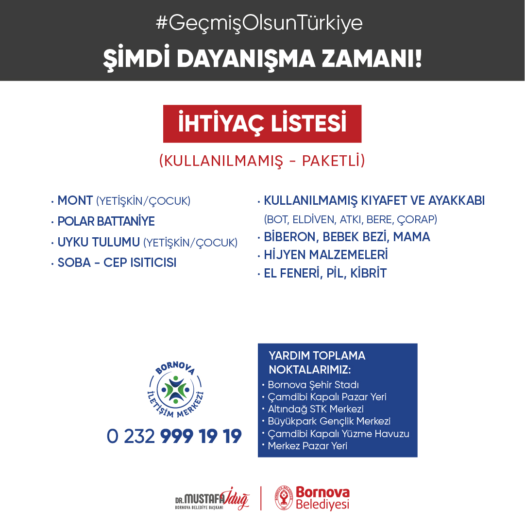 ⚠️Depremden etkilenen vatandaşlarımız için şimdi dayanışma zamanı!

Deprem bölgesindeki vatandaşlarımız için acil ihtiyaca yönelik bağışlarınızı Yardım Toplama Noktalarımıza getirebilirsiniz.

#GeçmişOlsunTürkiye