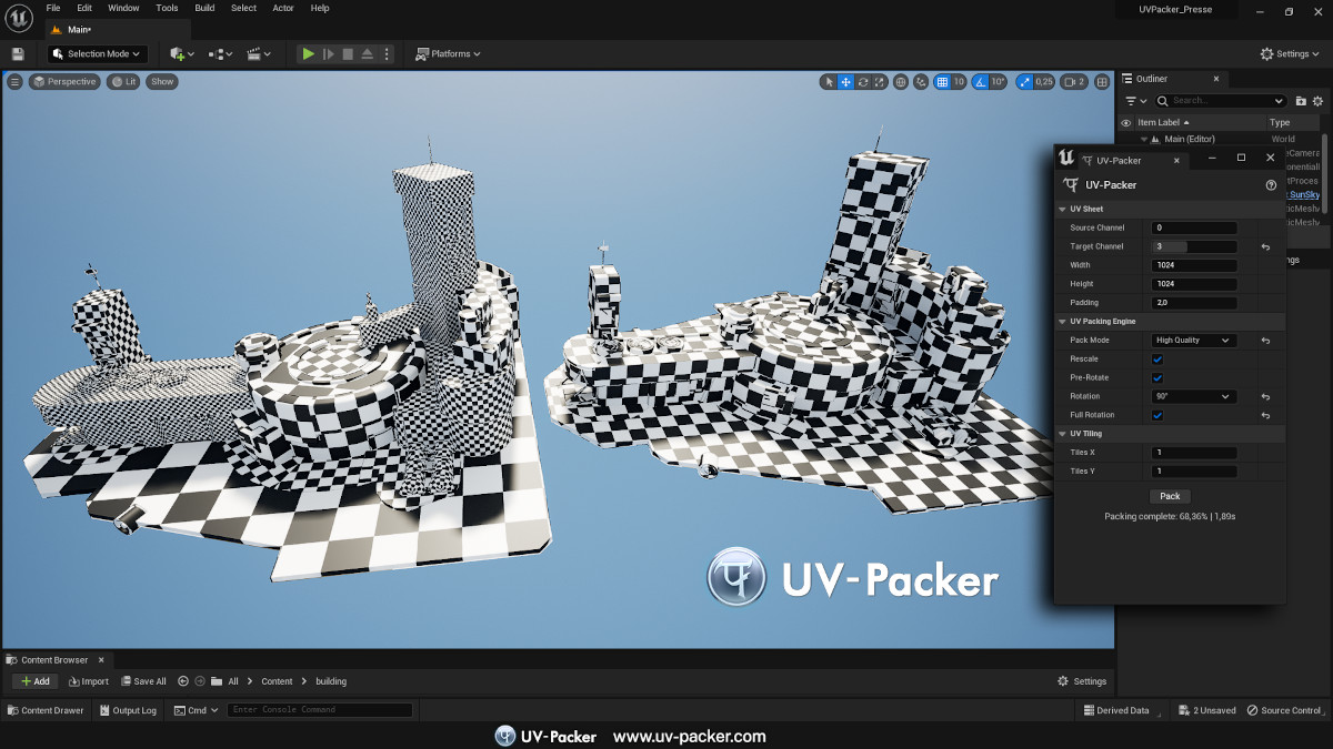 theCGchannel's tweet photo. Free tool: @3dio just released UV-Packer for Unreal Engine, a new #UE5 edition of its popular free UV packing tool
https://t.co/zxIdcxvlwc
#UVediting #UVpacking #texturing #gamedev #previs #VFX #archviz #UnrealEngine https://t.co/fGVsEBG9ii