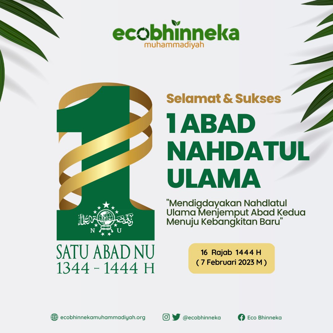 1 Abad NU menjadi refleksi penting akan kiprah pergerakan umat Islam dalam merawat kerukunan di Indonesia. 

Selamat dan Sukses 1 Abad NU (1344-1444 H)