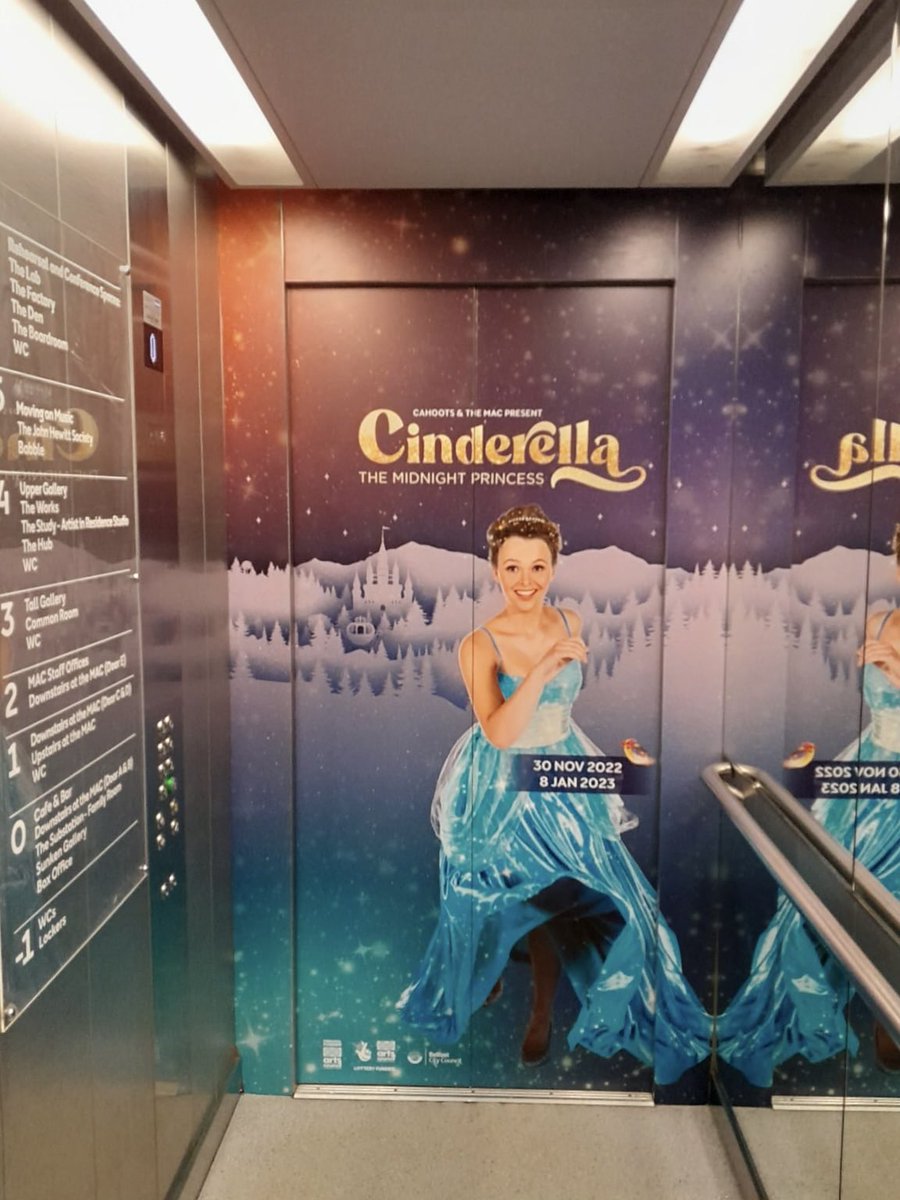 alexanderboyds's tweet photo. Christmas is gone for another year and hopefully we have seen the end of the bad weather..🥶

But hats off to @shesaid_design and @themacbelfast for turning their Elevator Doors into a great advertising space for their shows.

Can’t wait to see what’s coming up next! 🙌 https://t.co/WTwYRZd1cV