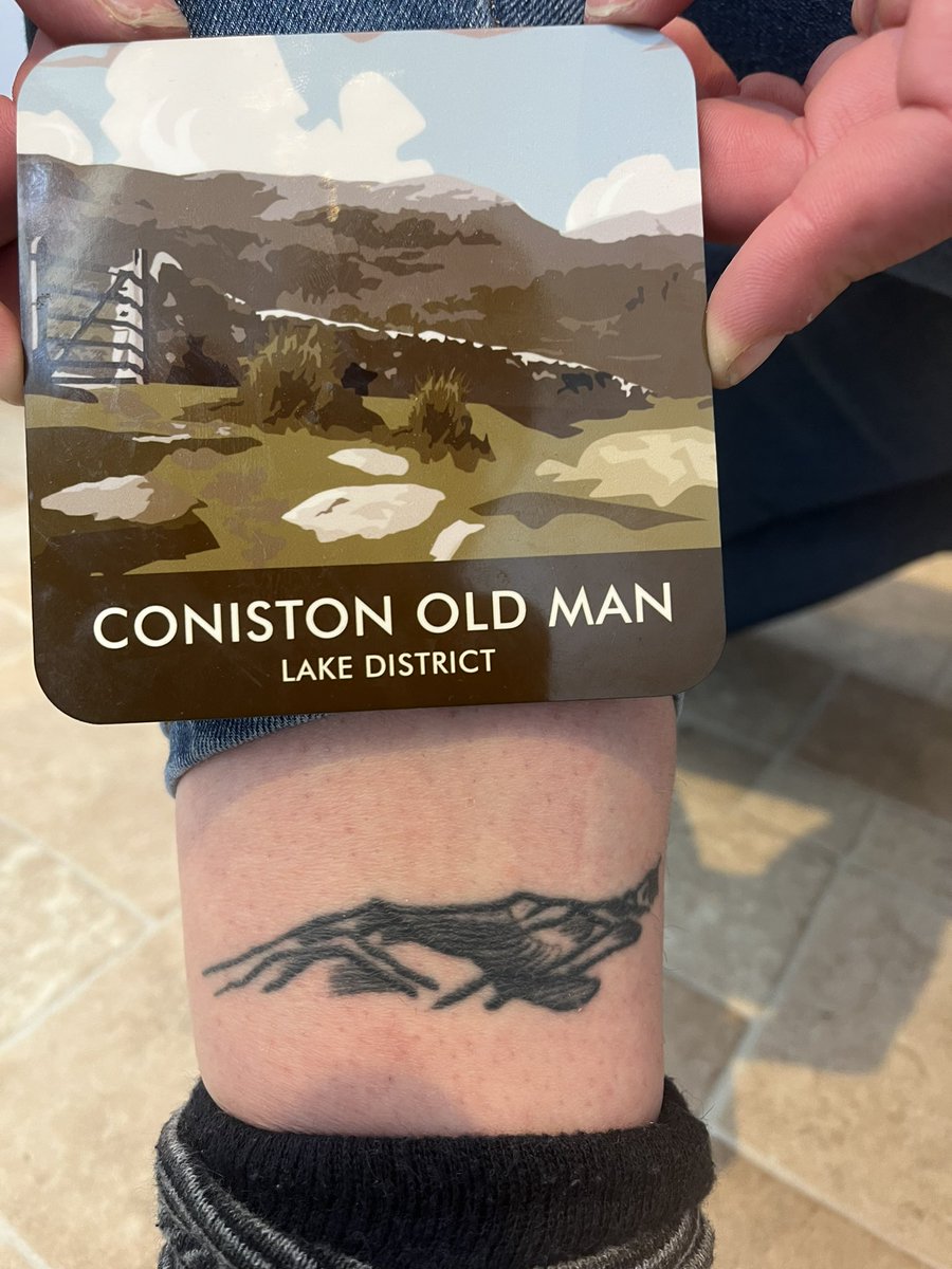 Thought the coaster fit very nicely ⛰️😝🏔️ #oldman #coaster #moutain #coniston #tattoo