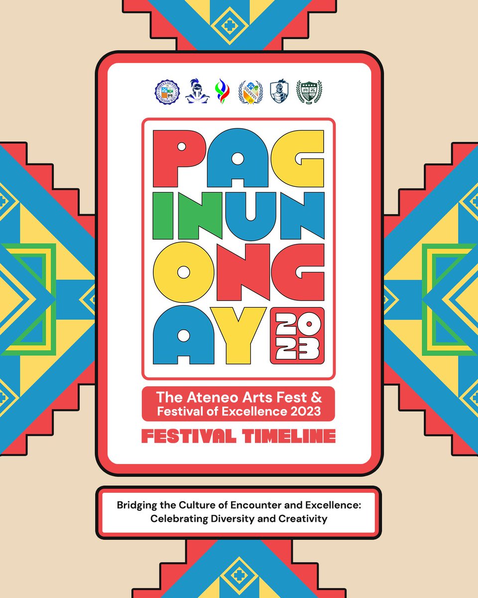 AdDUCultArts's tweet photo. LOOK 👀 I Ateneans, we digitally launch PAG-INUNONGAY 7, The Ateneo Arts Fest, and the Festival of Excellence 2023.🆙

Let us celebrate with pride Filipino creativity and ingenuity as we animate February as National Arts Month!✨

Nurturing Cultures, Cultivating Artistry https://t.co/yMM48SE3Xp