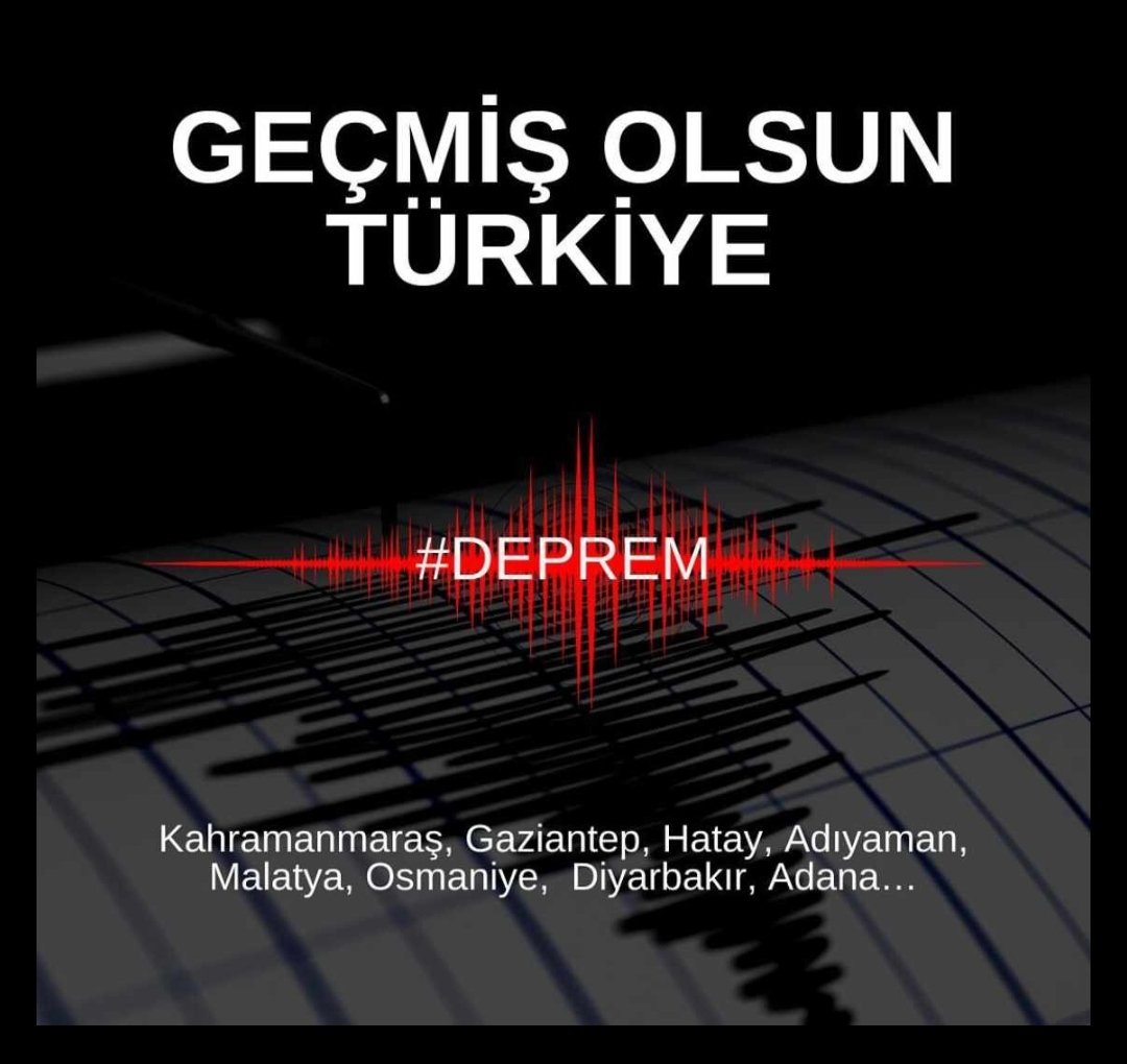 KayalarGrupLTD's tweet photo. GEÇMİŞ OLSUN TÜRKİYE çok büyük acı Rabb'im depremde vefat edenlere rahmet eylesin yaralılara  Şafii ismi hürmetine şifa nasip eylesin inşallah 🤲🤲🤲
#deprem https://t.co/cDIrtJzFeG