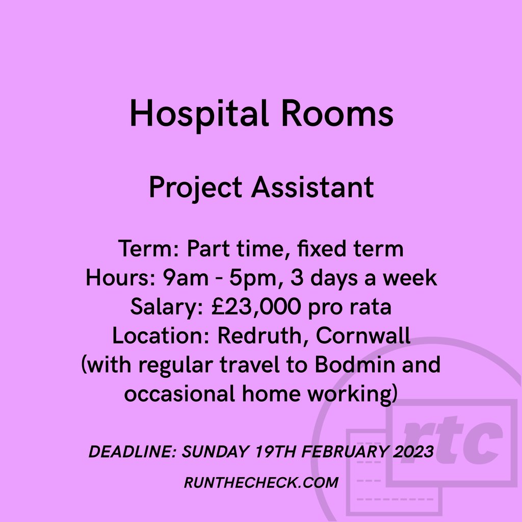 @Hospital_Rooms, Project Assistant 💟

Apply! ⬇️
runthecheck.com/hospital-rooms…