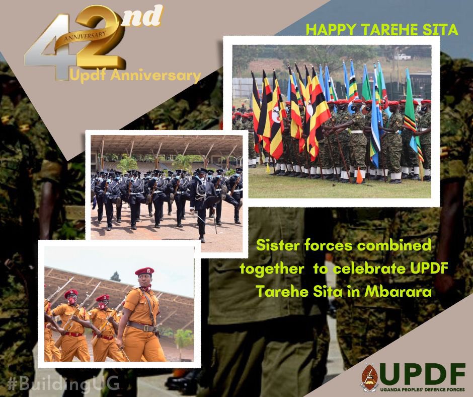 OnenJohn3's tweet photo. The UPDF with it’s sister forces, @PoliceUg , @UgandaPrisons on parade as they celebrate Tarehe Sita in Mbarara. https://t.co/PDU3P5Btco