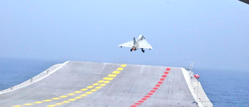 Another historic first!

LCA NP-2 traps aboard <a href="/indiannavy/">SpokespersonNavy</a>'s INS Vikrant, the first aircraft to be recovered by the indigenous aircraft carrier as part of its post-commissioning workup. The jet was flown by Capt Shivnath 'DAX' Dahiya, CO of the Naval Flight Test Sqn (INAS 552).