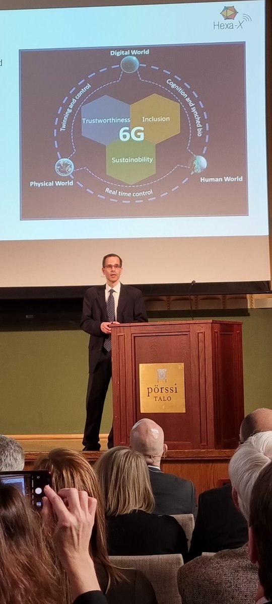 Rantakokko's tweet image. #Finnish #6G story started with @6Gflagship - now taking next steps ia. with European Hexa-X flagship projects and Finnish 6G Finland collaboration. Dr. Mikko @UusitaloA presenting the initiatives at 6G Bridge opening event. #6G @BusinessFinland