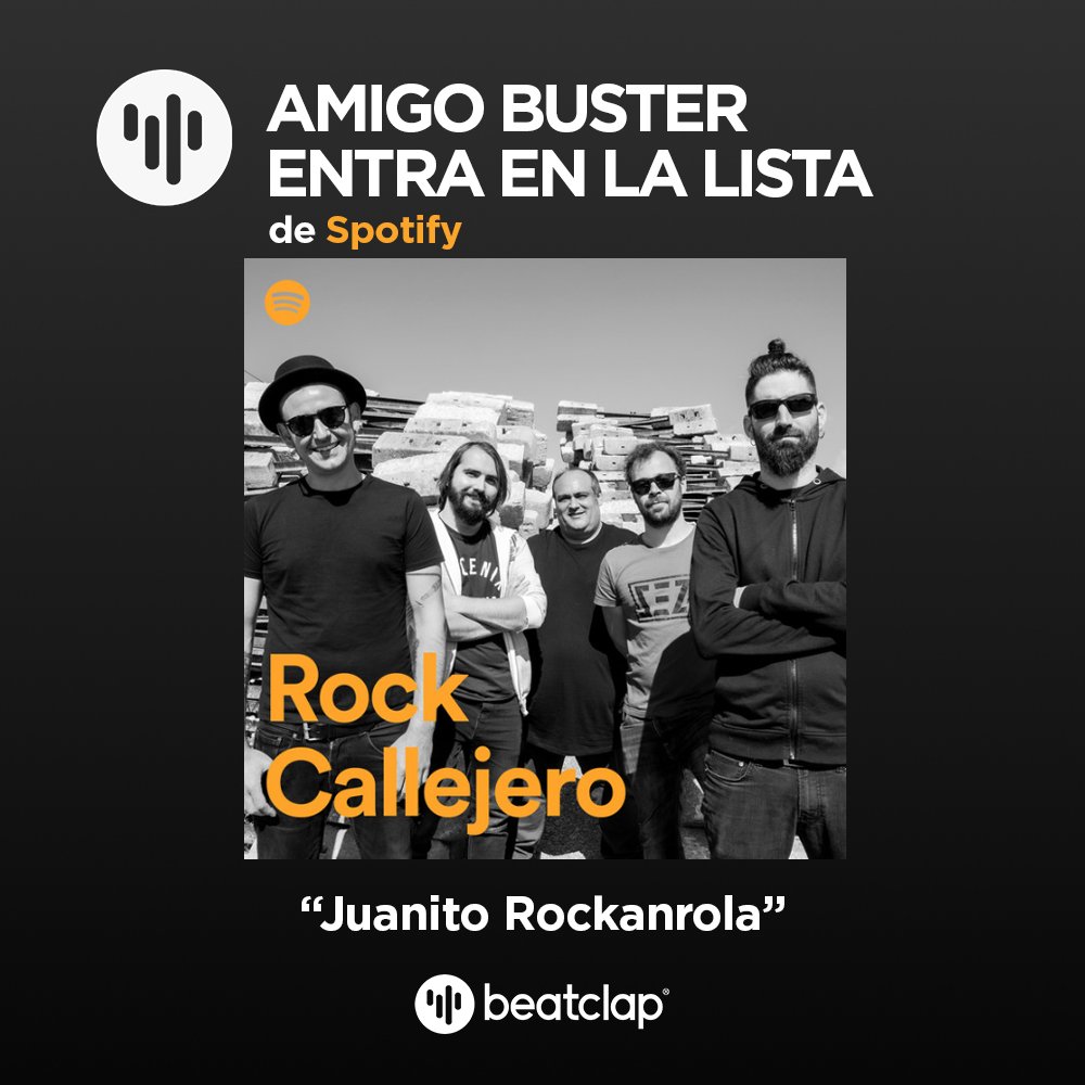 [AMIGO BUSTER]

Amigo Buster entra en la lista #RockCallejero oficial de Spotify con su tema #JuanitoRokanrola.

👉 open.spotify.com/playlist/37i9d…

Beatclap: distribuye tu música de una forma diferente.
+ info en beatclap.com

#Beatclap #AmigoBuster #Playlist #Spotify