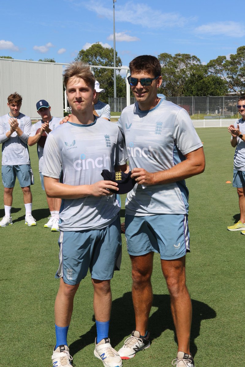 TSA_CC's tweet photo. Fantastic day for Jack Harding today in Brisbane, being awarded his England u19 cap &amp; taking his first England wicket. Proud moment for dad, Clint #OWTS https://t.co/ABxm1f39JV