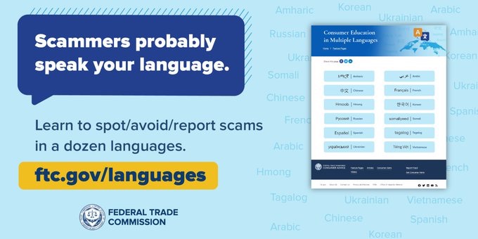 Learn to spot, avoid, and report scams in a dozen languages: