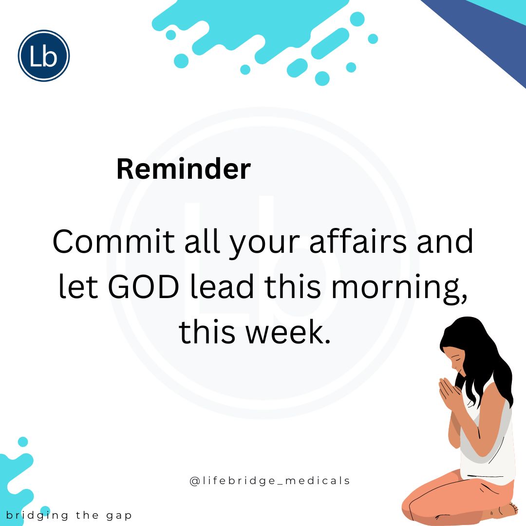 LifebridgeMDC's tweet photo. Set the tone for the week by first praying and commiting your life to GOD. Pray 🙏 and be grateful this morning. After all, it is not by your power.
#lifebridgemedicals #prayer #lifebridgediagnostics #monday
#lifebridge #lifebridgehealth #lifebridgemedicals #abuja #abujaevents https://t.co/P33QK4FJMA