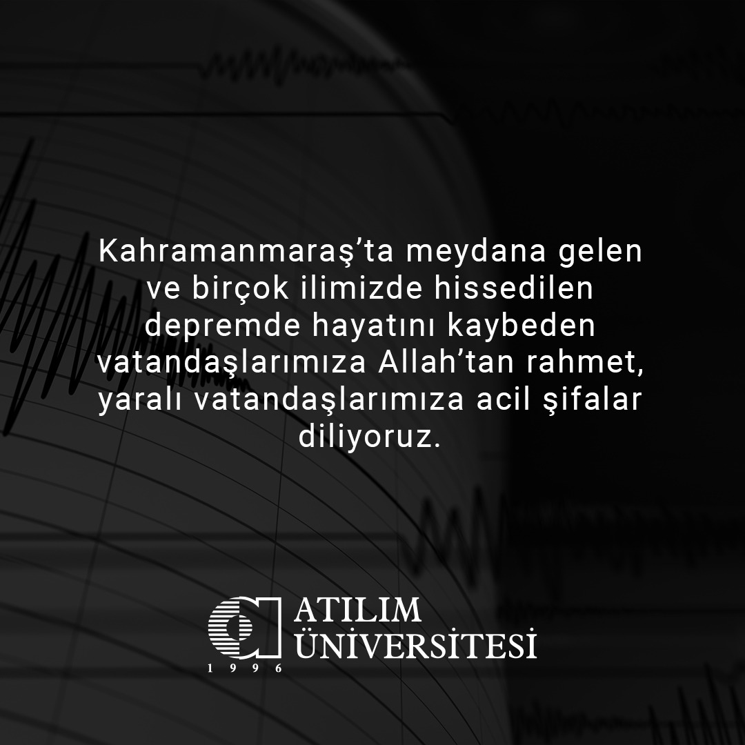 AtilimUniv's tweet photo. We extend our condolences for the people we have lost, and our wishes for a speedy recovery to the people injured in the Kahramanmaraş earthquake, affecting a multitude of cities in Turkey. https://t.co/1D4xPgFerS