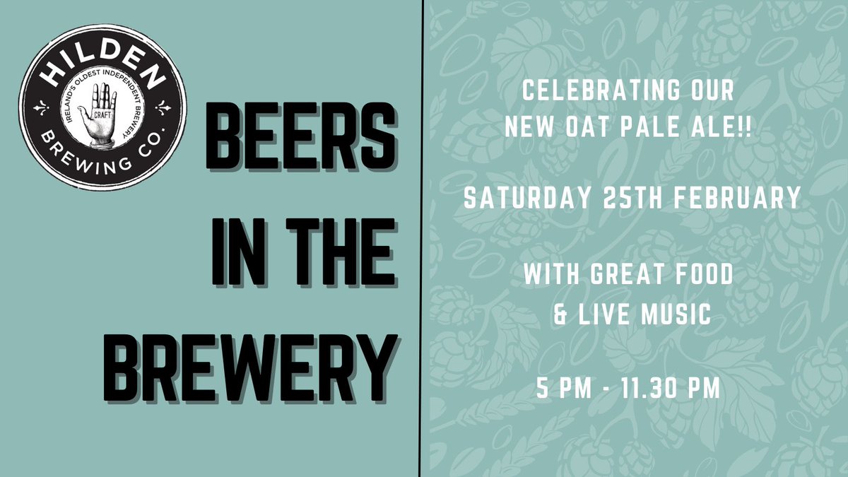 Beers in the Brewery is back! Come and sample our new Oat Pale Ale 😋