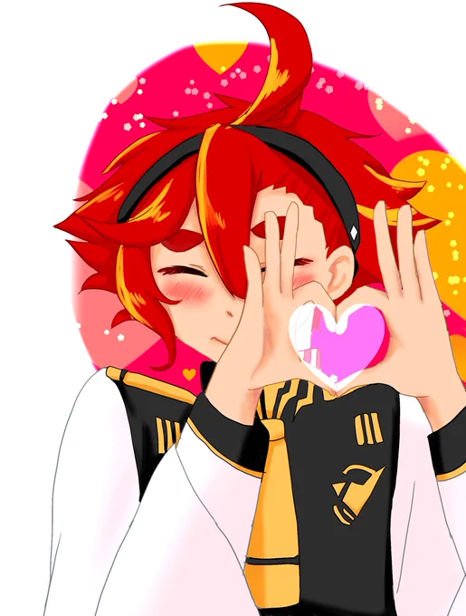 スレミオちゃんで一回は描いてみたかった手でハート作るやつ勿論お互いに向けてのハートです 