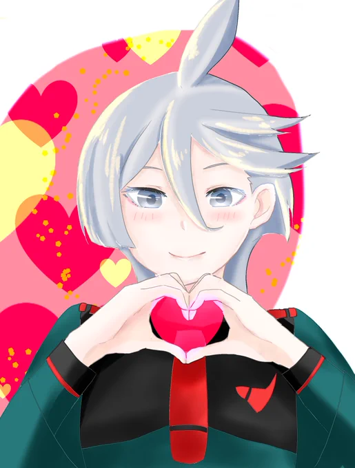 スレミオちゃんで一回は描いてみたかった手でハート作るやつ勿論お互いに向けてのハートです 